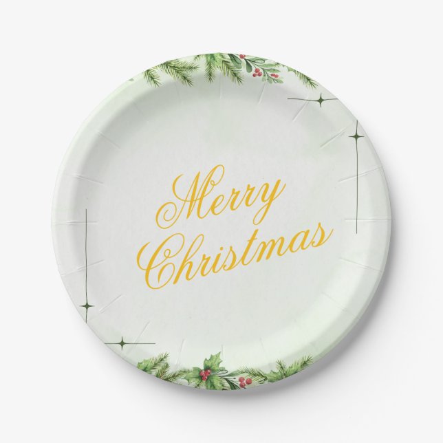 Prato De Papel Christmas Paper Plate – Festive Holiday Tableware (Frente)