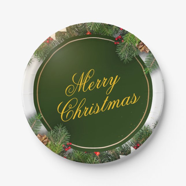 Prato De Papel Christmas Paper Plate – Festive Holiday Tableware (Frente)
