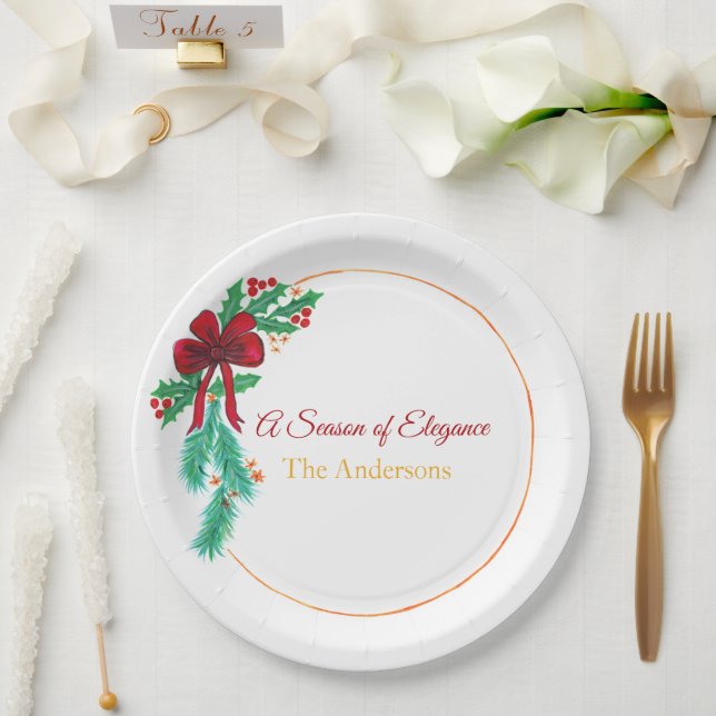 Prato De Papel Christmas Paper Plates – Festive Holiday  (Casamento)