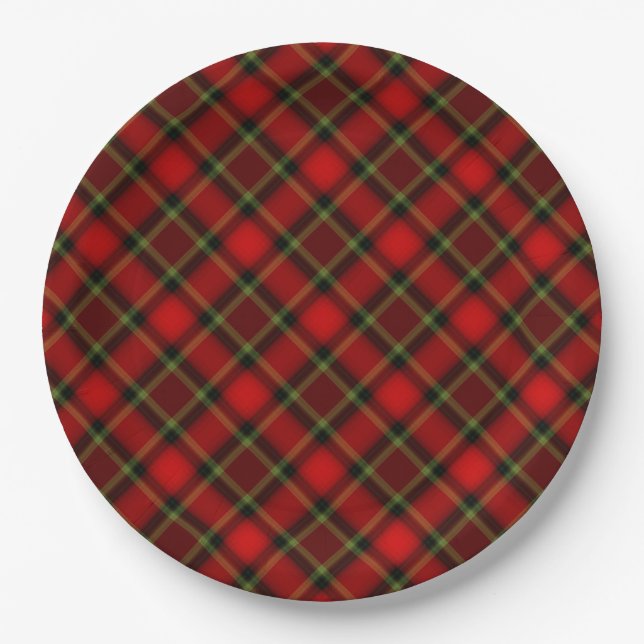 Prato De Papel Christmas Plaid Plate (Frente)