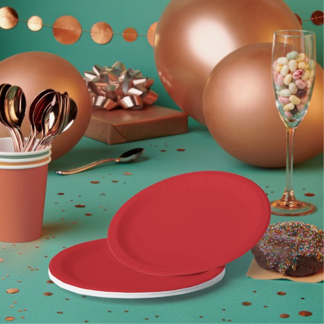 Prato De Papel Christmas Red Round Paper Plate Holiday Delight (Múltiplo)
