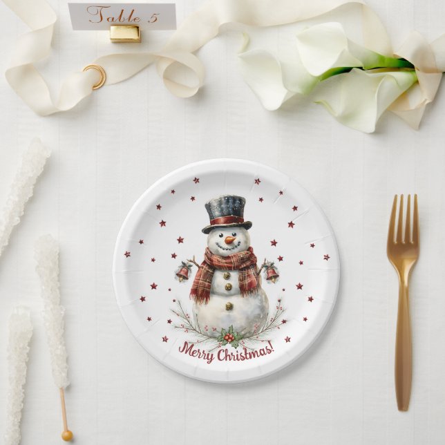 Prato De Papel Christmas Snowman Holiday Party (Casamento)