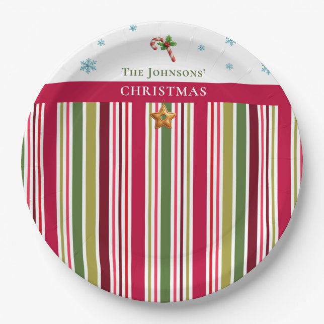 Prato De Papel Christmas Striped– Holiday Cooking & Baking Gift (Frente)