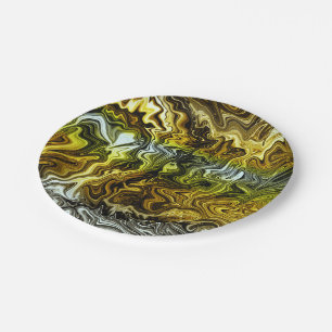 Prato De Papel Chrome Liquid Metallic Ouro Prata Festa Legal