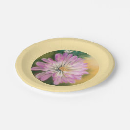 Prato De Papel Chrysanthemum Pink e Creme Floral Pastel