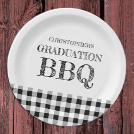 Prato De Papel Churrasco de formatura em xadrez