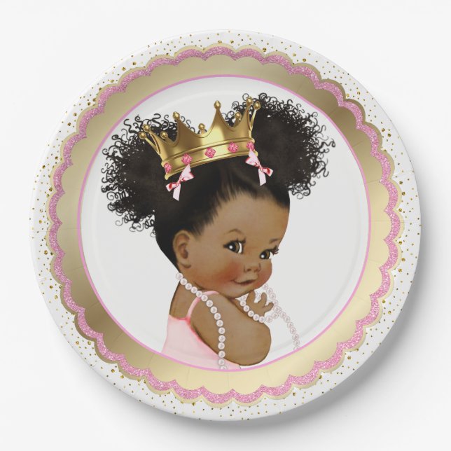 Prato de Papel Churrasco de Princesa Étnica (Frente)