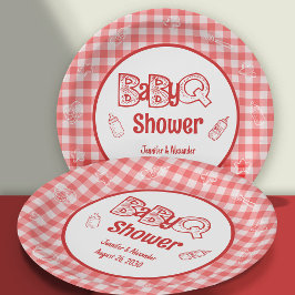 Prato De Papel Churrasco Vermelho Baby Shower BBQ