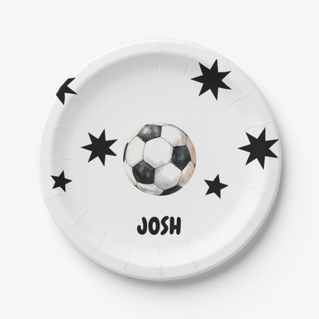 Prato De Papel Chute na Festa de aniversário de 6 de Seis Futebol (Frente)