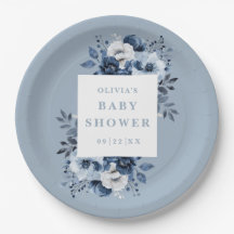 Chuva Azul Elegante Floral Country Chá de Bebê