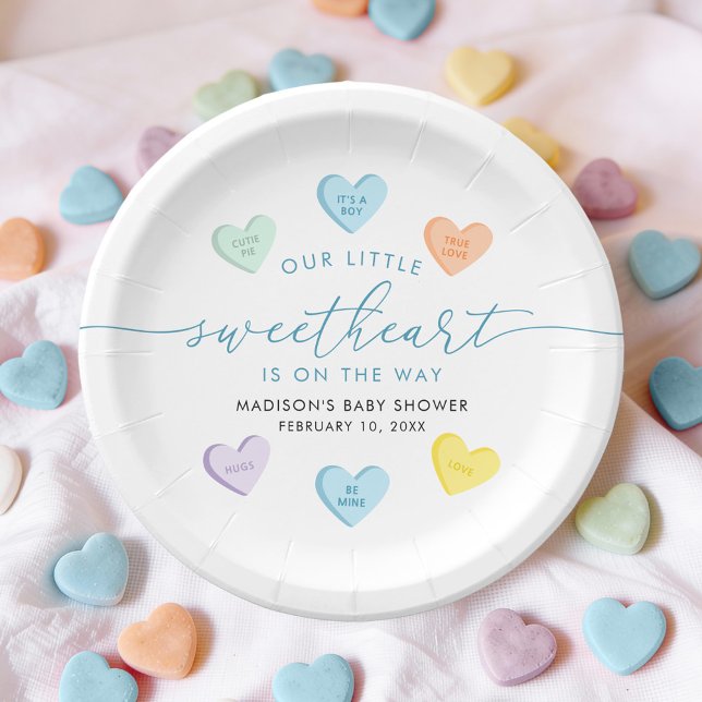 Prato De Papel Chuva de Amor Candy Hearts Baby Shower (Criador carregado)