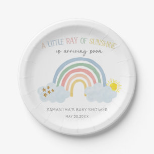 Prato De Papel Chuva de Amor de Bebê Arco-Íris