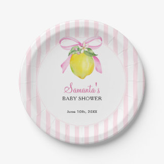 Prato De Papel Chuva de Amor Limão Rosa Baby Shower