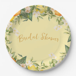 Prato De Papel Chuva de Arroz Limões Laranjas Cítricos Floral 