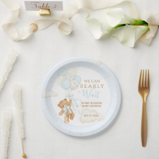 Prato De Papel Chuva de Azul Podemos Mal Esperar Baby Shower