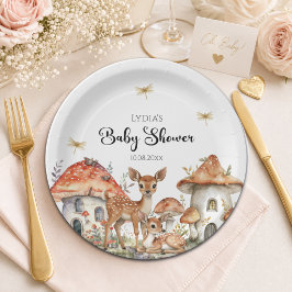 Prato De Papel Chuva de Bebê Animais da Floresta Boho