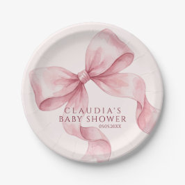 Prato De Papel Chuva de Bebê Arco Rosa Elegante com Aquarela