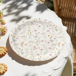 Prato De Papel Chuva de Bebê Boho Flor Silvestre
