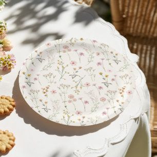 Prato De Papel Chuva de Bebê Boho Flor Silvestre