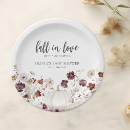 Prato De Papel Chuva de Bebê Boho Flor Silvestre Abóbora de Outon