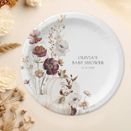 Prato De Papel Chuva de Bebê Boho Flor Silvestre Abóbora de Outon