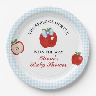 Prato De Papel Chuva de bebê Coquette Apple azul laço préppie