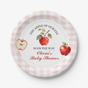 Prato De Papel Chuva de Bebê Coquette Apple Laço Rosa