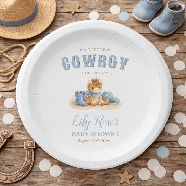 Prato De Papel Chuva de Bebê Cowboy Western Tema (Criador carregado)