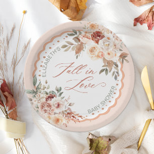 Prato De Papel Chuva de Bebê Floral Boho Apaixonar