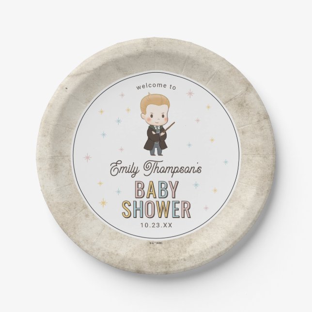 Prato De Papel Chuva de Bebê Harry Potter Chibi Draco Malfoy Mago (Frente)
