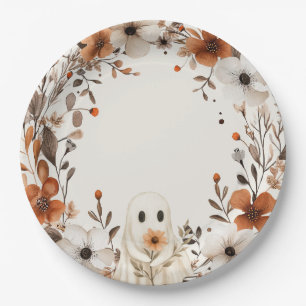 Prato De Papel Chuva de Bebê Menino Floral Fantasma Boho Outono 