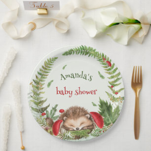 Prato De Papel Chuva de bebê ouriço bebê floresta florestal