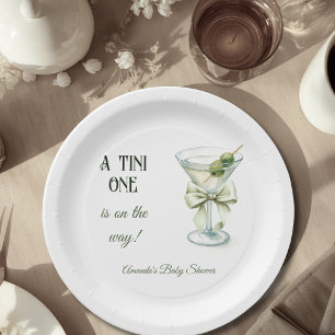 Prato De Papel Chuva de Bebê Retro Minimalista A Tini One Martini
