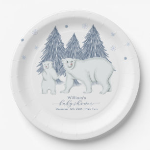 Prato De Papel Chuva de Bebê Urso Polar Floresta de Madeira de In
