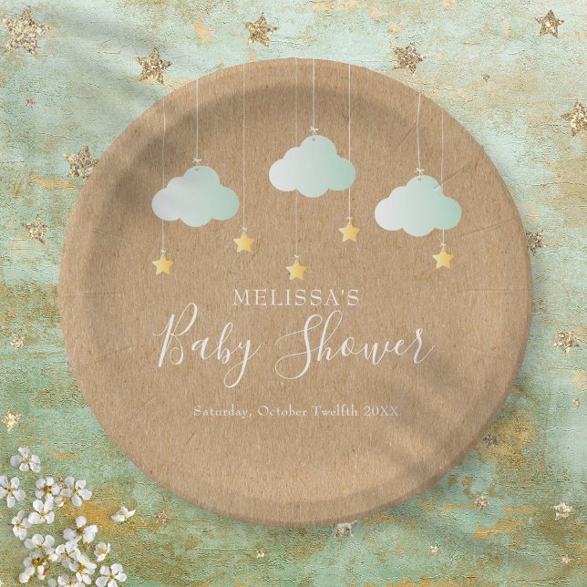 Prato De Papel Chuva de Bênçãos / Baby Shower Twinkle Twinkle Lit (Criador carregado)