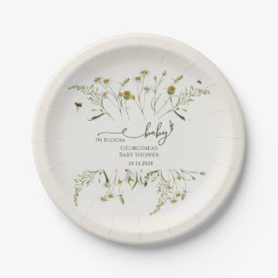 Prato De Papel Chuva de Flores Boho Baby in Bloom Baby Shower