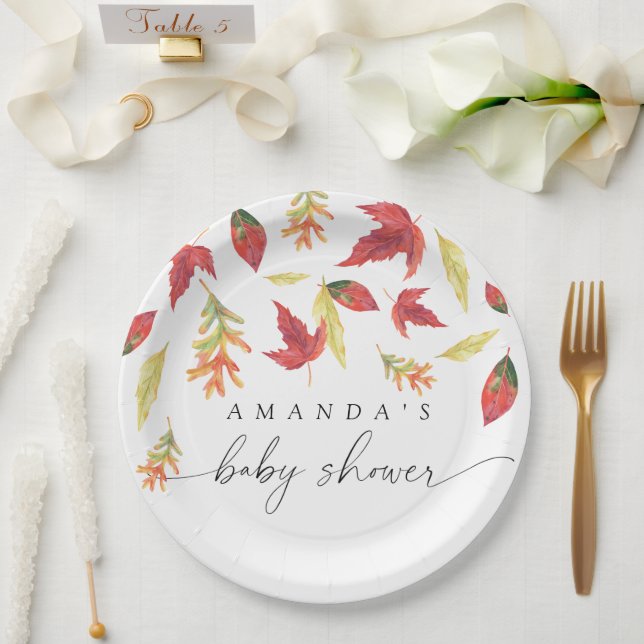 Prato De Papel Chuva de folhas Baby Shower (Casamento)