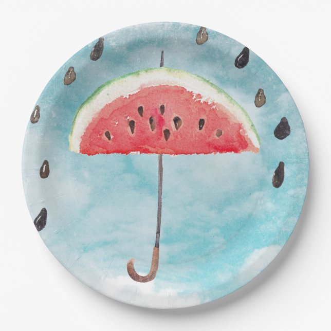 Prato De Papel Chuva de Fruta fresca de melão no verão (Frente)