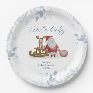 Prato De Papel Chuva de Natal de Inverno Rena Papai Noel Baby Sho