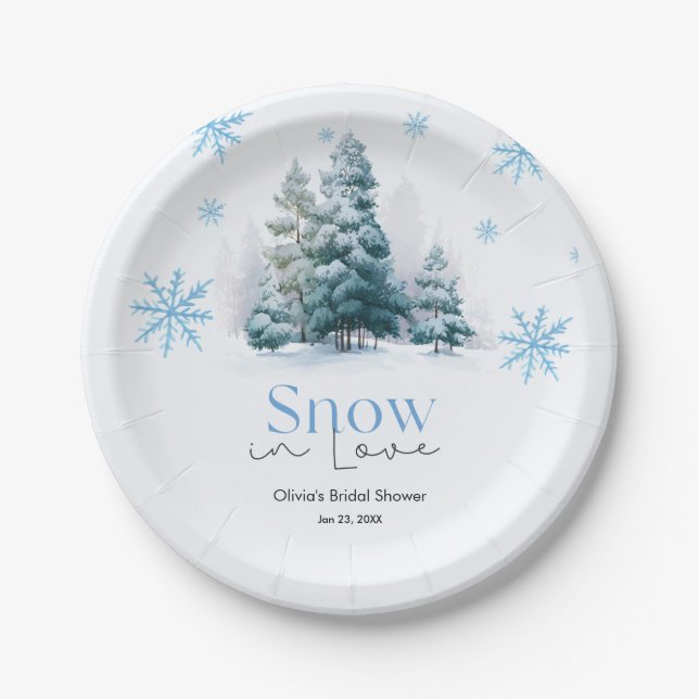 Prato De Papel Chuva de Neve de Inverno em Flocos de Neve Chás de (Frente)
