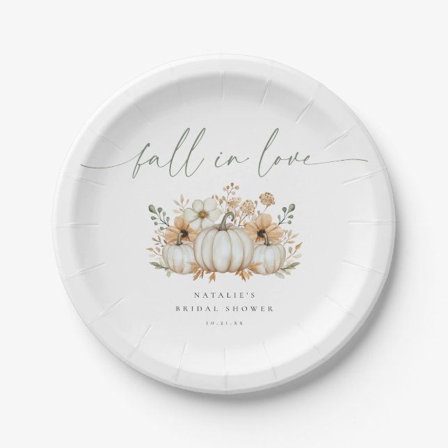Prato De Papel Chuva de Noiva Boho Pumpkin Fall in Love (Frente)