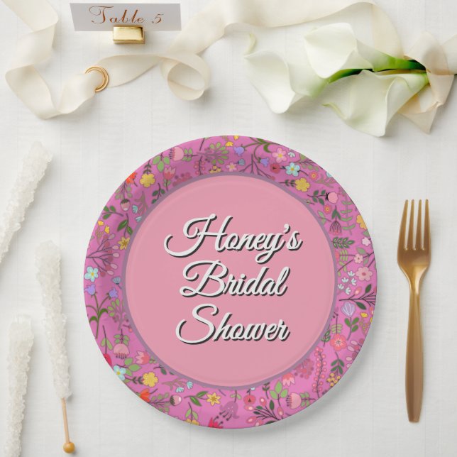 Prato De Papel Chuva de Noiva de Flores Silvestres da Primavera C (Casamento)