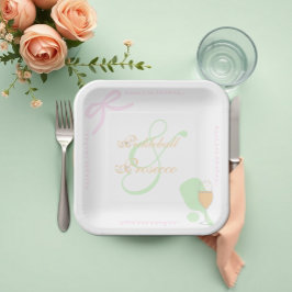 Prato De Papel Chuva de Noiva de Pickleball e Prosecco