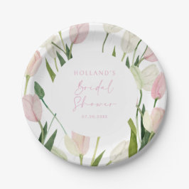 Prato De Papel Chuva de Noiva de Tulipa Rosa Suave