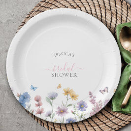 Prato De Papel Chuva de Noiva Elegante com Flores Silvestres Past