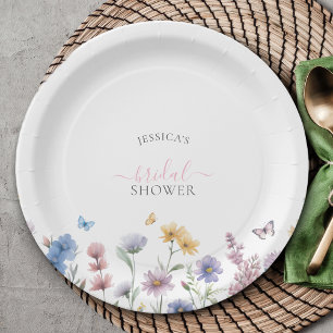 Prato De Papel Chuva de Noiva Elegante com Flores Silvestres Past
