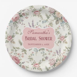 Prato De Papel Chuva de Noiva Elegante Rosas Pastel Chic Despojad