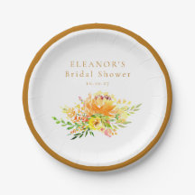 Chuva de Noiva Floral Amarela Personalizada em Aqu