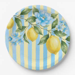 Prato De Papel Chuva de Noiva Floral Azul Limão Main Squeeze
