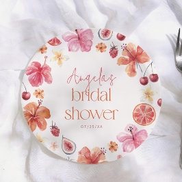 Prato De Papel Chuva de Noiva Floral Laranja Cítrica
